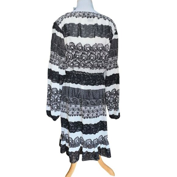 Kardashian Kollection Lace Print Sheer Dress-Size Medium Long Sleeve Floral - Picture 3 of 8